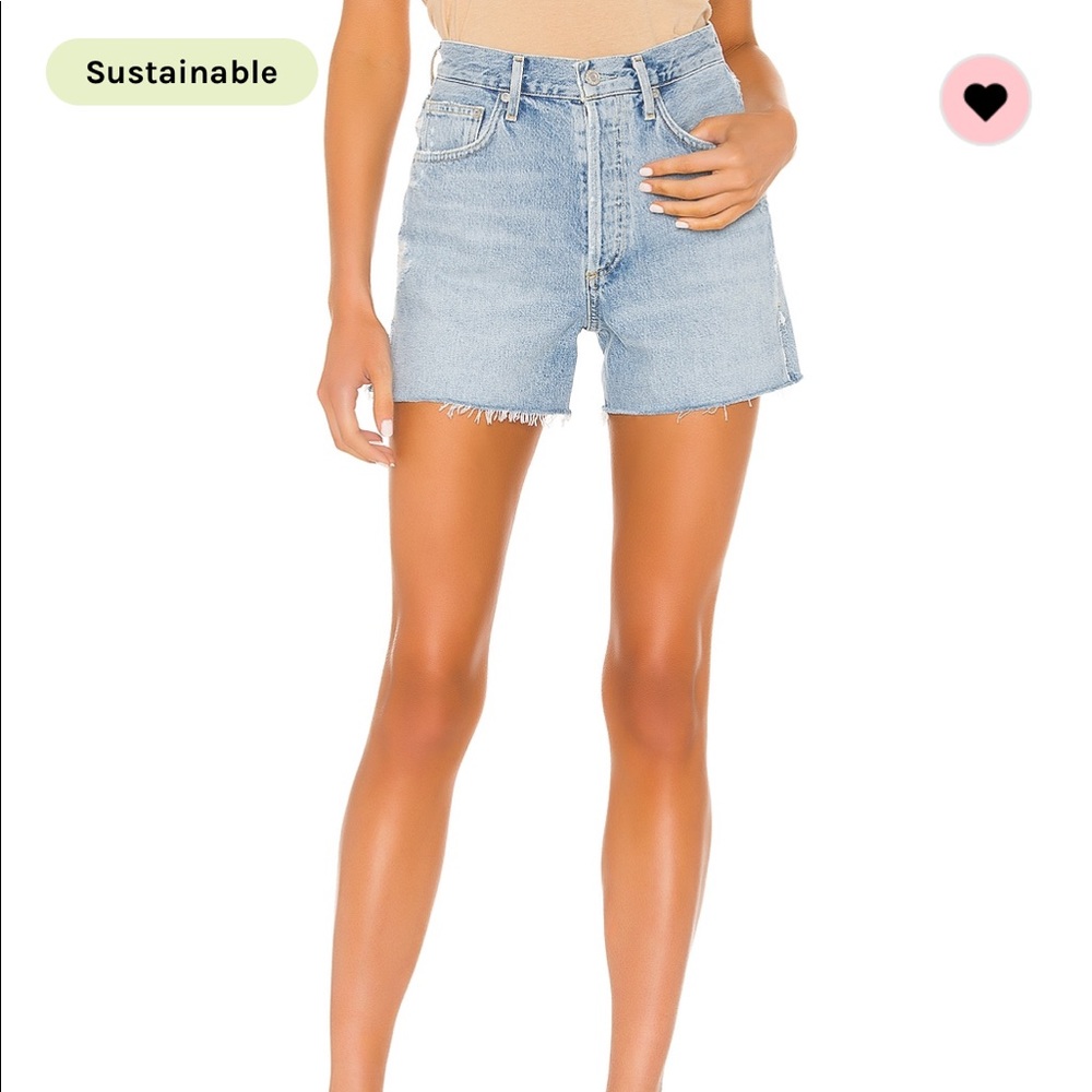 Agolde Dee Light Blue High-Rise Denim Shorts